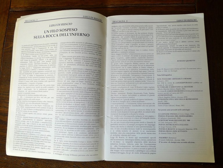 Rivista DEA CAGNA Anno I n.2 1989 Poesia Cultura Arte[Sante …