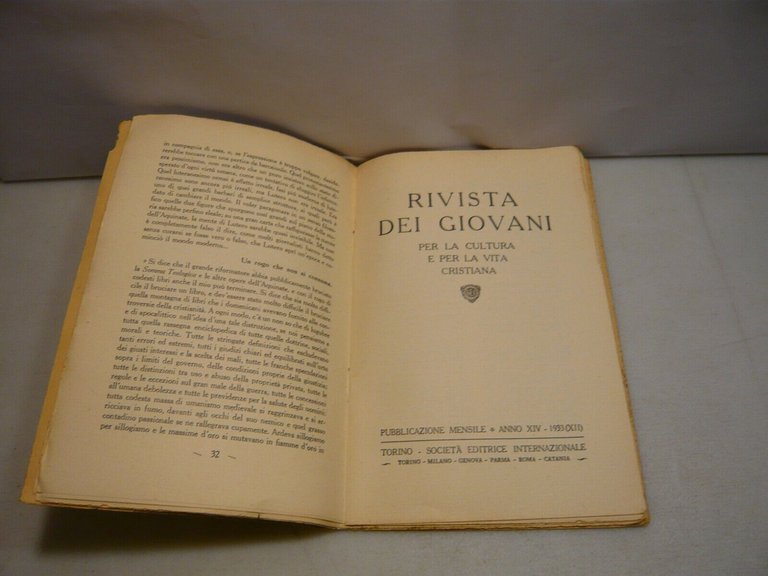 RIVISTA DEI GIOVANI.Per la cultura e la vita cristiana,1934. Annata …