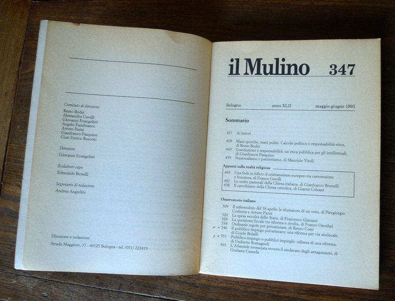 Rivista IL MULINO n.3 1993[politica,Bodei,Pasquino,mani pulite,Partito d'Azione | Immagine Gallery 2