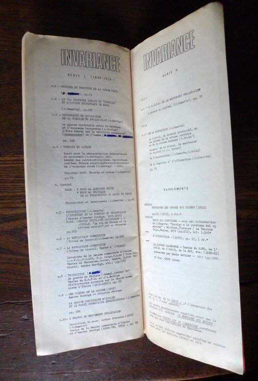 Rivista INVARIANCE A.VI-Série II n.3 1973[Camatte,comunismo,Bordiga,sionismo