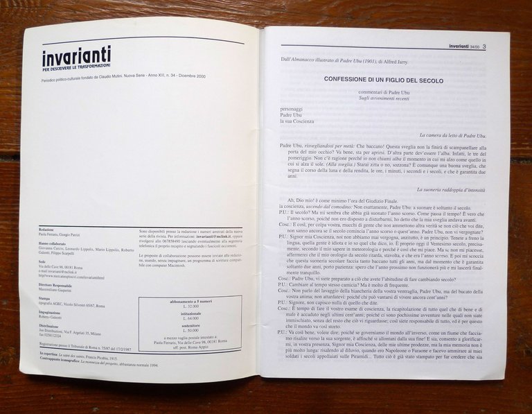 Rivista INVARIANTI.PER DESCRIVERE LE TRASFORMAZIONI,1990-2000[politica | Immagine Gallery 6