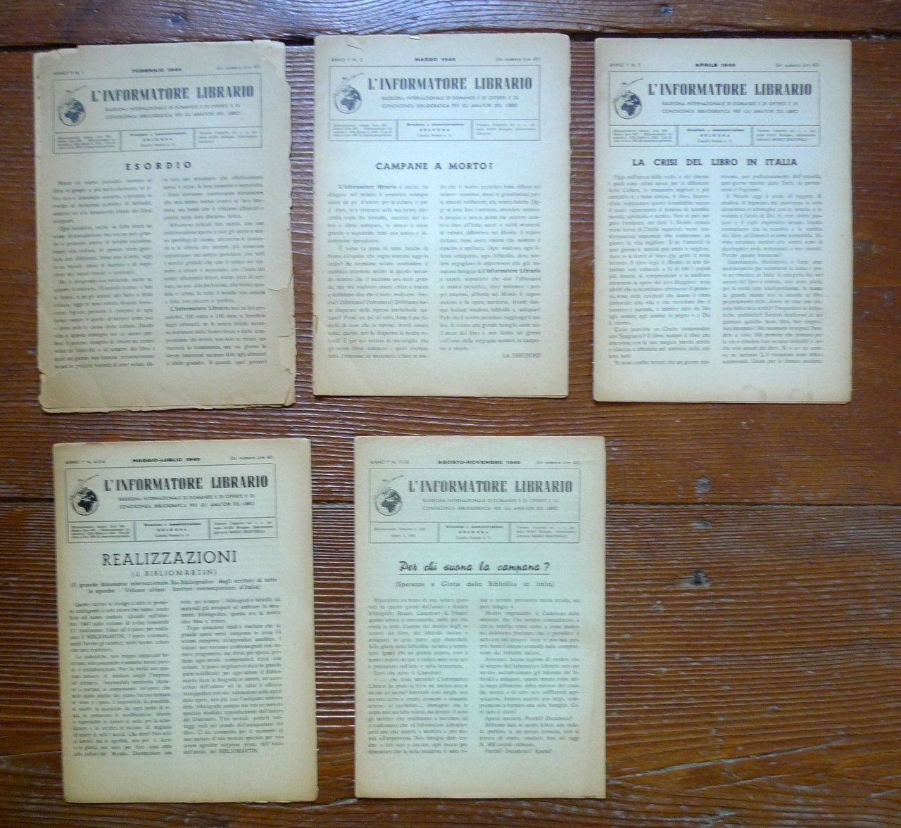 Rivista L'INFORMATORE LIBRARIO.Rassegna internazionale,Bologna 1949 | Immagine principale