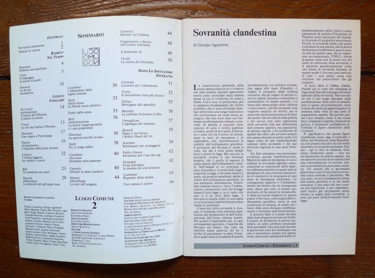 Rivista LUOGO COMUNE n.2 1991[controinformazione,Agamben,Bascetta,Bifo,Virno | Immagine Gallery 2