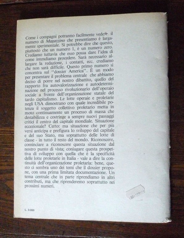 Rivista MAGAZZINO N.1 GEN.1979[Autonomia Operaia,Leonetti,Balestrini,Toni Negri