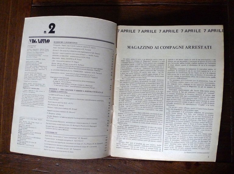 Rivista MAGAZZINO N.2 MAGGIO 1979[Autonomia Operaia,Toni Negri,7 aprile