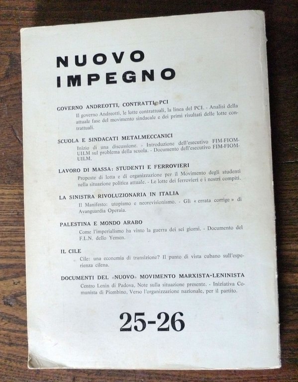 Rivista marxista-leninista NUOVO IMPEGNO n.25-26 1972[PALESTINA,GUERRA 6 GIORNI