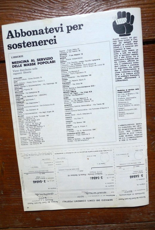 Rivista MEDICINA AL SERVIZIO DELLE MASSE POPOLARI,1976-77[movimento,Gino Strada