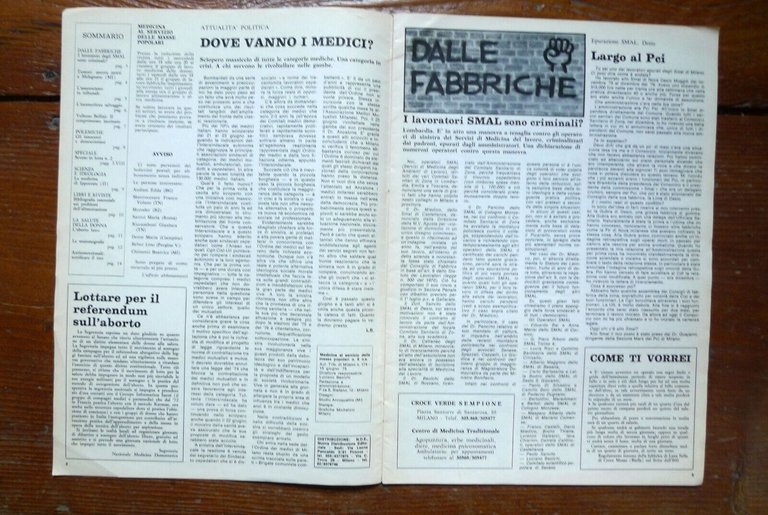 Rivista MEDICINA AL SERVIZIO DELLE MASSE POPOLARI,1976-77[movimento,Gino Strada
