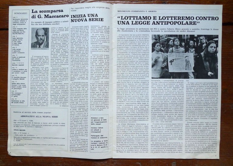 Rivista MEDICINA AL SERVIZIO DELLE MASSE POPOLARI,1976-77[movimento,Gino Strada