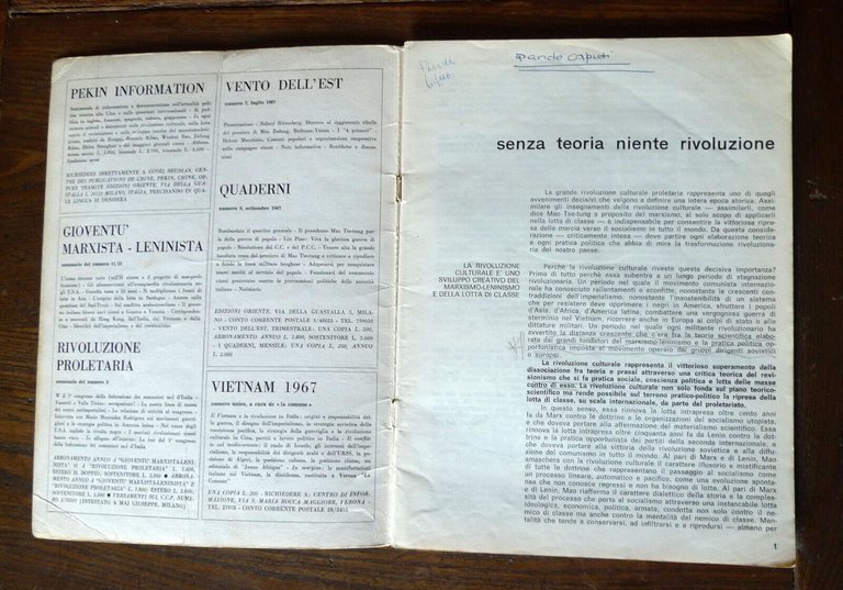 Rivista mensile LAVORO POLITICO n.1 ottobre 1967[comunismo,maoismo,Renato Curcio