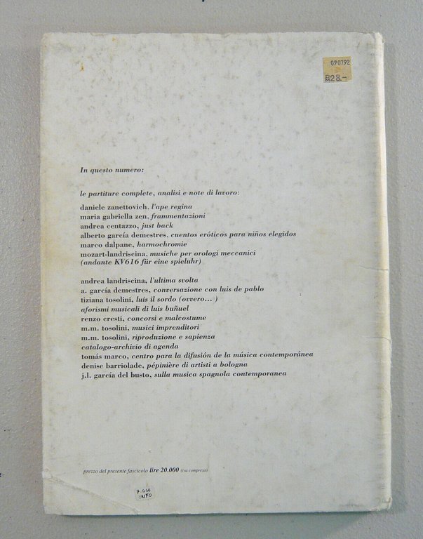 Rivista MUSICA ATTUALE n.1-2-3 1991[contemporanea,partiture,fanzine