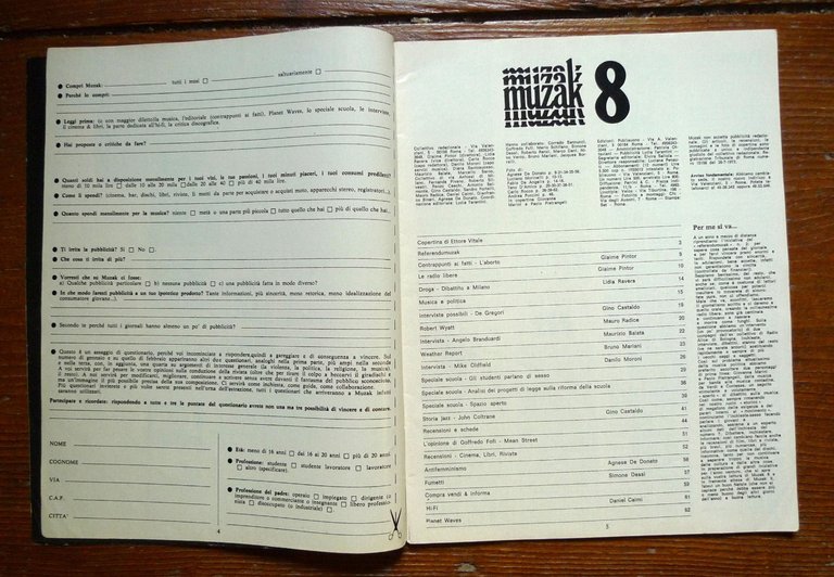 Rivista MUZAK n.8 Dicembre 1975[musica,controcultura,radio libere,De Gregori | Immagine Gallery 2