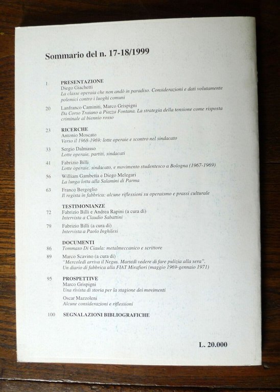 Rivista PER IL SESSANT8 n.17-18 1999[movimento,Sessantotto,contestazione