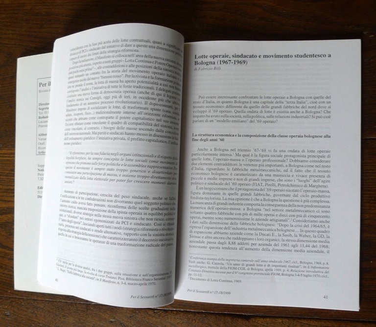 Rivista PER IL SESSANT8 n.17-18 1999[movimento,Sessantotto,contestazione