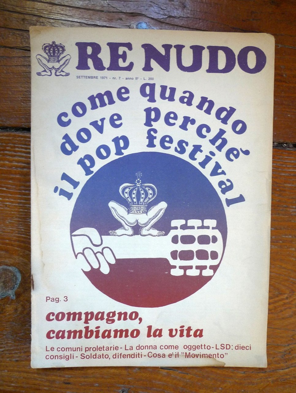 Rivista RE NUDO n.7 settembre 1971[controcultura,movimento,LSD,esercito