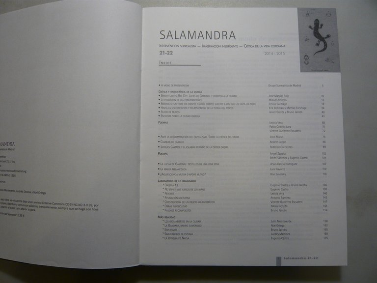 rivista SALAMANDRA n. 21-22 Intervención surrealista, immaginación,2014/15