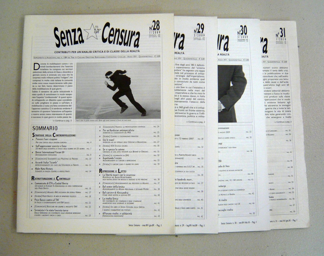 Rivista SENZA CENSURA 28/29/30/31 2009-2010[politica,movimento,Bologna