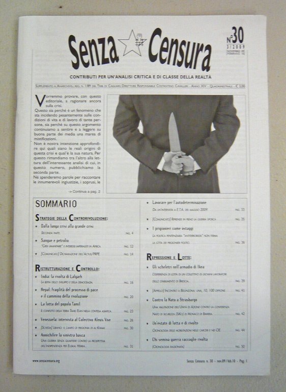 Rivista SENZA CENSURA 28/29/30/31 2009-2010[politica,movimento,Bologna