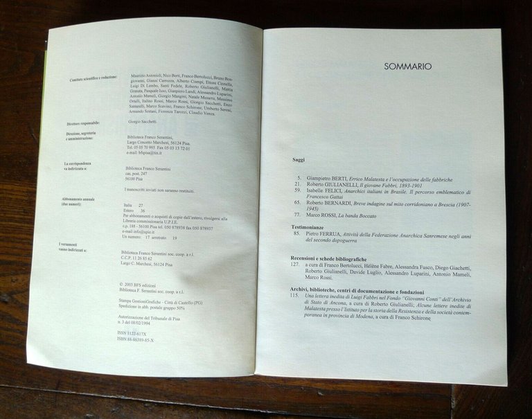 RIVISTA STORICA DELL'ANARCHISMO n.2(20)2003,BFS[anarchia,ERRICO MALATESTA