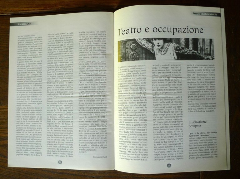 Rivista TEATRO LABORATORIO n.0 1998 Bologna[Leo de Berardinis,TPO,LINK PROJECT