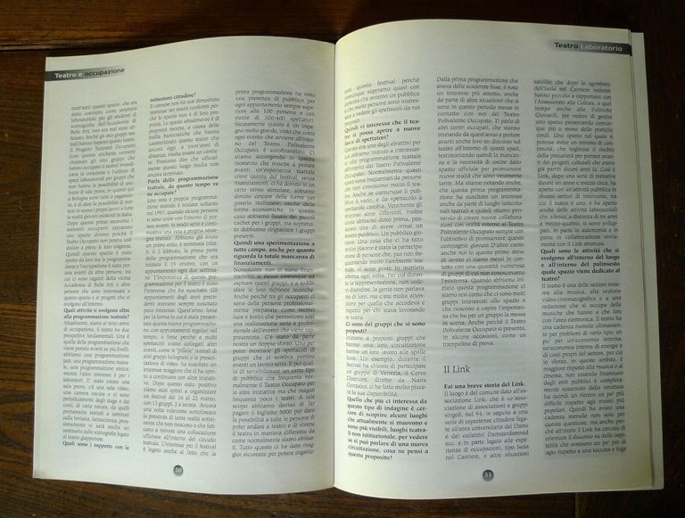 Rivista TEATRO LABORATORIO n.0 1998 Bologna[Leo de Berardinis,TPO,LINK PROJECT