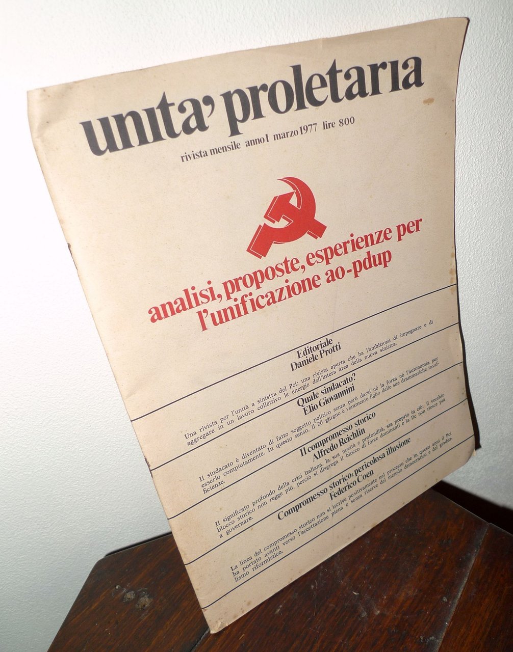 Rivista UNITÀ PROLETARIA anno I marzo 1977[COMUNISMO,AO-PDUP,compromesso storico