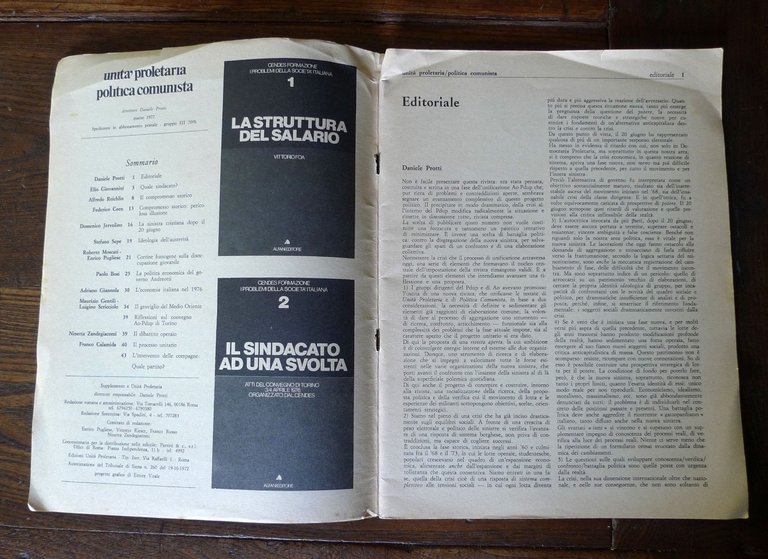 Rivista UNITÀ PROLETARIA anno I marzo 1977[COMUNISMO,AO-PDUP,compromesso storico