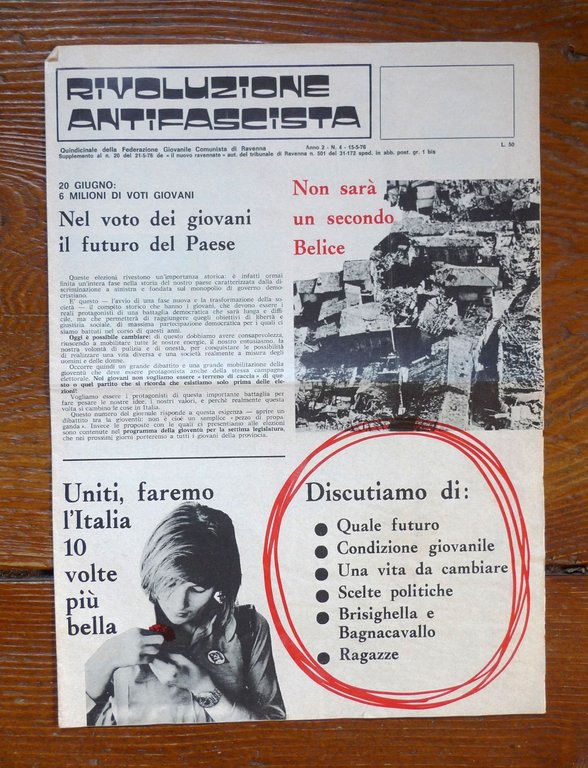 RIVOLUZIONE ANTIFASCISTA.QUINDICINALE DELLA FGCI,RAVENNA 1975-76[PCI,comunismo