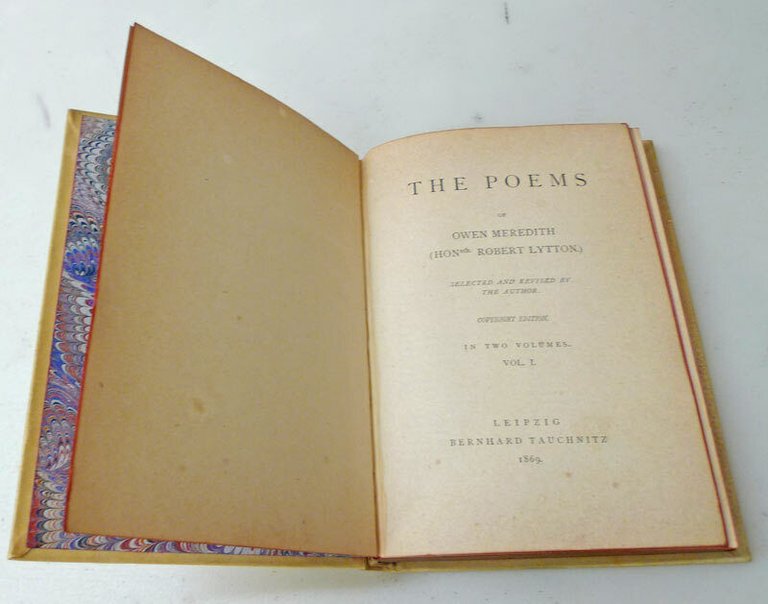 Robert Bulwer-Lytton,THE POEMS OF OWEN MEREDITH.Vol.I,1869 Tauchnitz[poesia