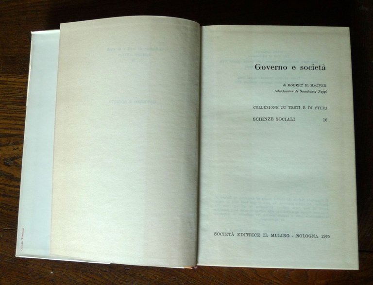 Robert M.MacIver,GOVERNO E SOCIETÀ,1965 il Mulino[POLITICA,SOCIOLOGIA