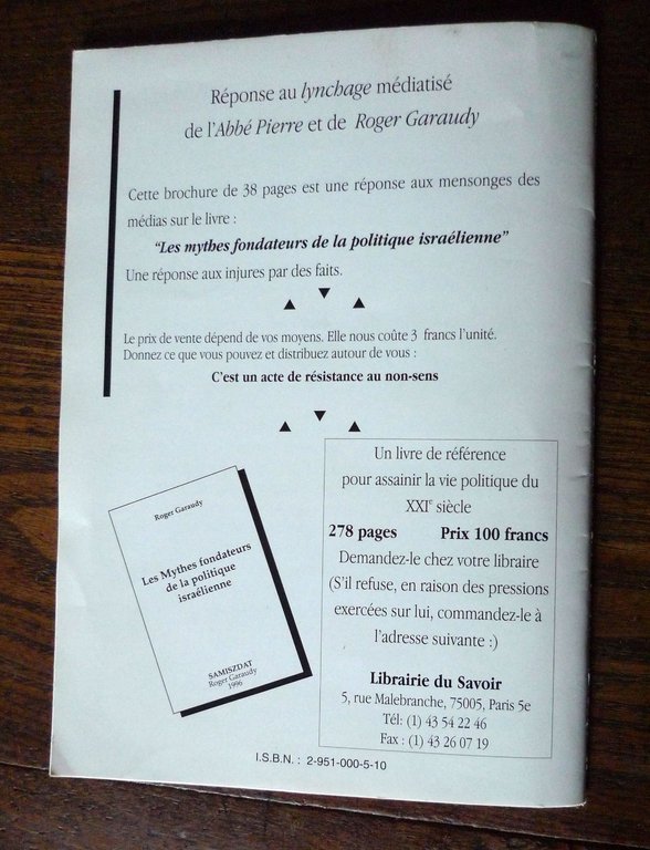 Roger Garaudy,DROIT DE RÉPONSE,1996[Israele,storia,NEGAZIONISMO,REVISIONISMO