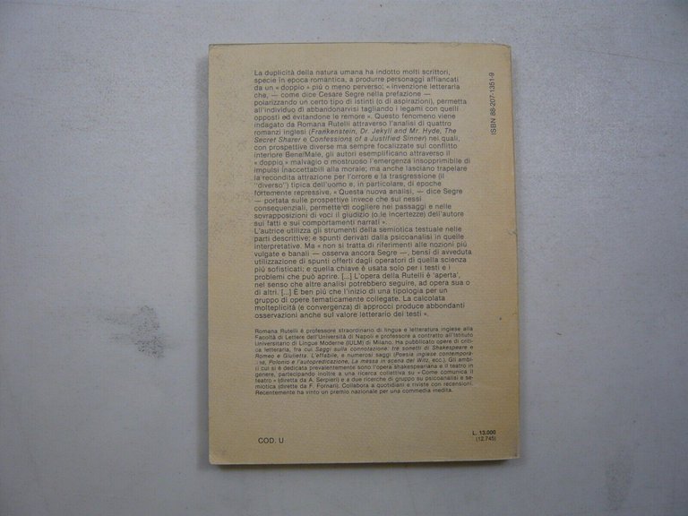 Romana Rutelli,IL DESIDERIO DEL DIVERSO.SAGGIO SUL DOPPIO,1990[Frankenstein