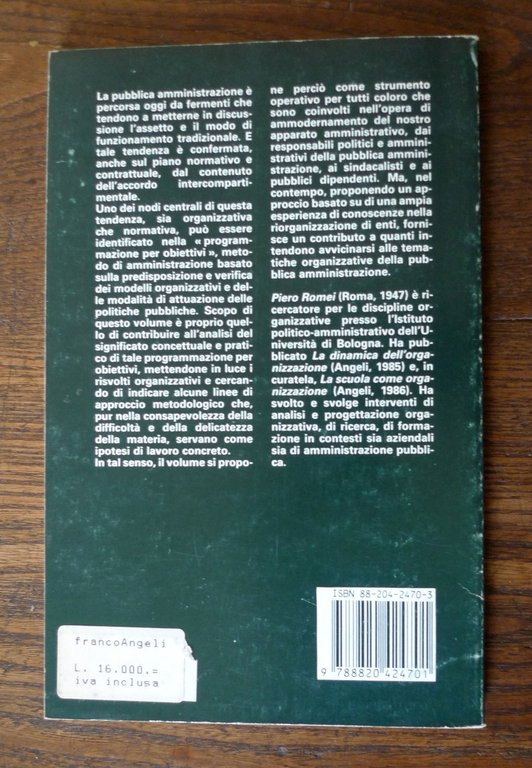 Romei,RISULTATI E PRODUTTIVITÀ NEGLI ENTI PUBBLICI,1988[PUBBLICA AMMINISTRAZIONE