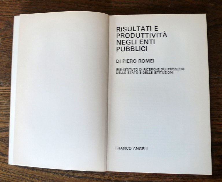 Romei,RISULTATI E PRODUTTIVITÀ NEGLI ENTI PUBBLICI,1988[PUBBLICA AMMINISTRAZIONE