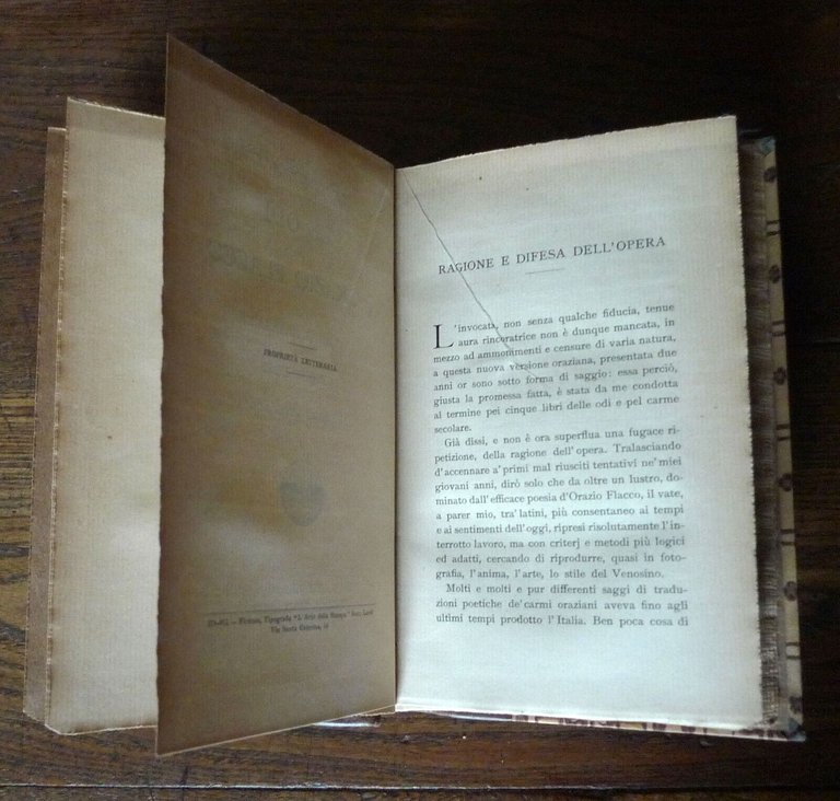 Rossi,LE ODI DI ORAZIO FLACCO TRADOTTE IN VERSI ITALIANI,1912 Zanichelli[LAT/ITA