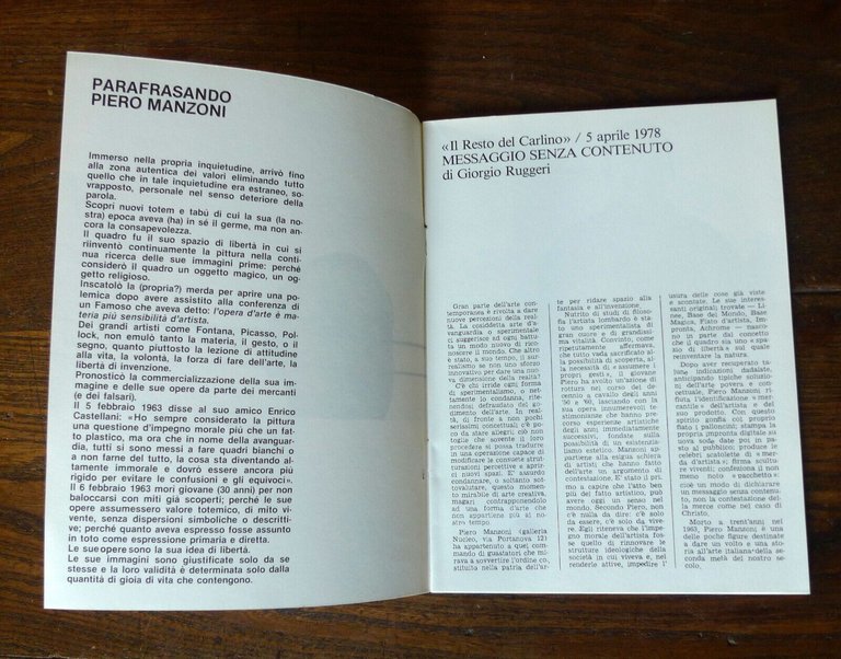 Rossi-Roiss,PIERO MANZONI.Catalogo della mostra,1978 Skene Arte[contemporanea