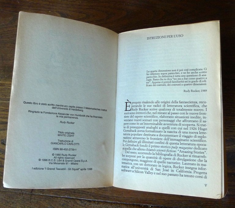 Rudy Rucker,LUCE BIANCA,1996 Bompiani GLI SQUALI[FANTASCIENZA,Brolli