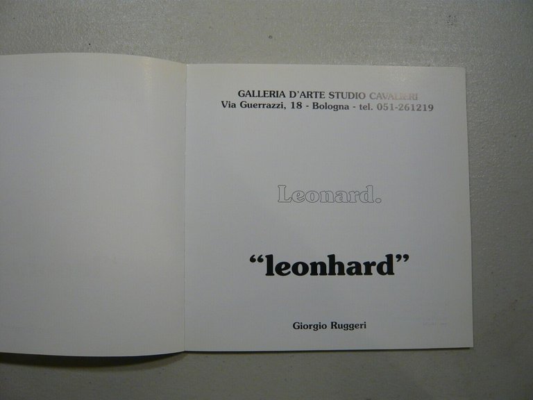 Ruggeri, LEONARD leonhard, 1996[catalogo mostra, arte, Galleria Cavalieri