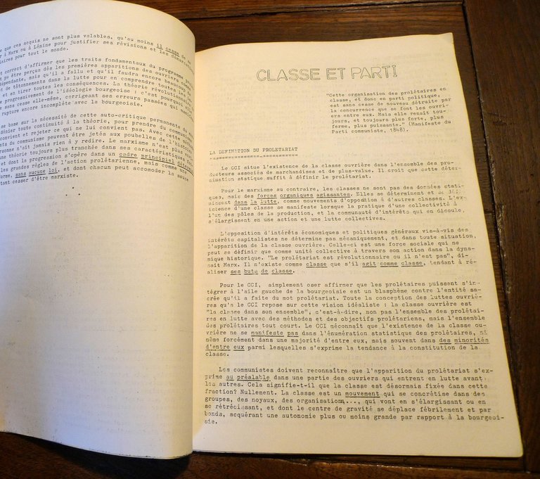 RUPTURE AVEC LE COURANT COMMUNISTE INTERNATIONAL,'79 Bruxelles[comunismo,Bordiga