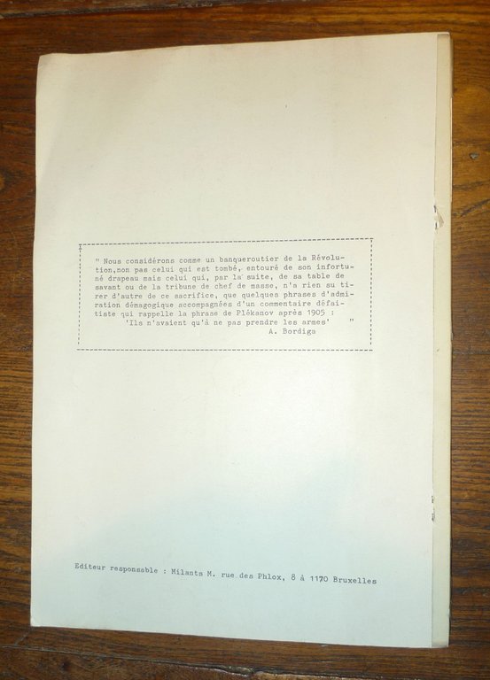 RUPTURE AVEC LE COURANT COMMUNISTE INTERNATIONAL,'79 Bruxelles[comunismo,Bordiga