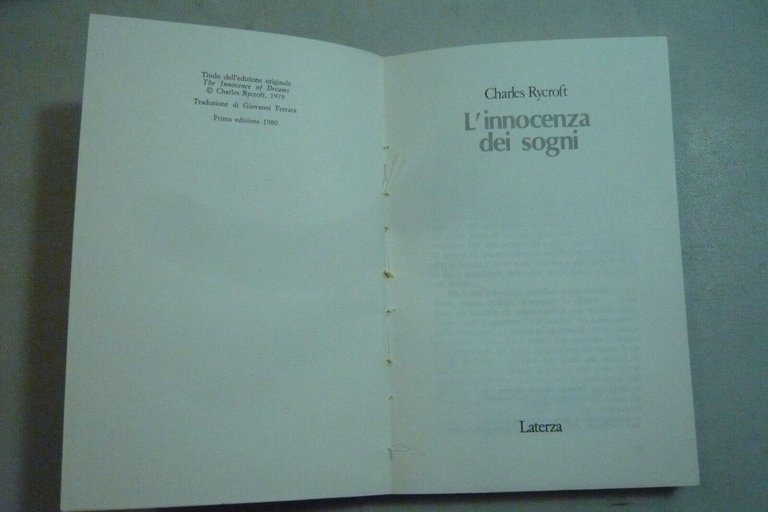 Rycroft,L'INNOCENZA NEI SOGNI,Laterza, 1980 [psicanalisi,psicologia