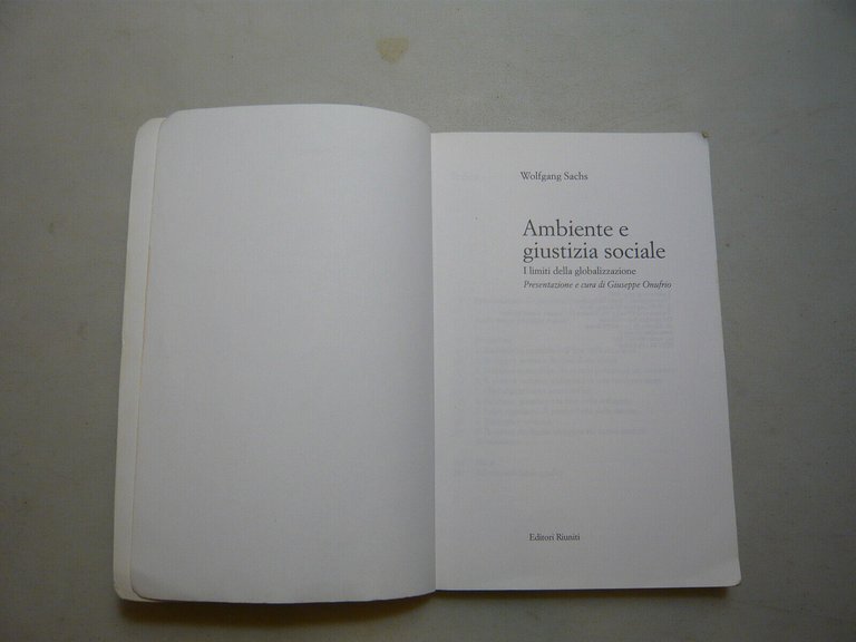 Sachs,AMBIENTE E GIUSTIZIA SOCIALE,Roma,1999[globalizzazione,ambientalismo