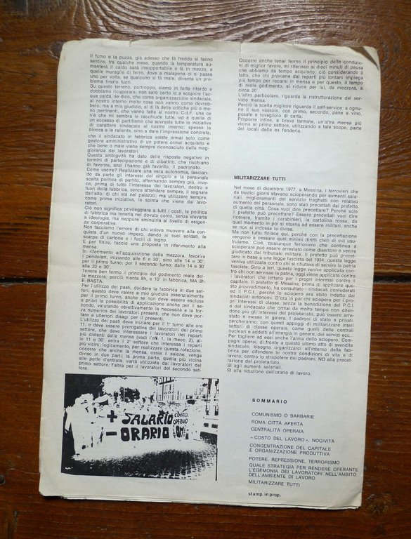 +SALARIO-ORARIO.FOGLIO DEL COORDINAMENTO OPERAIO OM-FIAT-MILANO 1978[comunismo