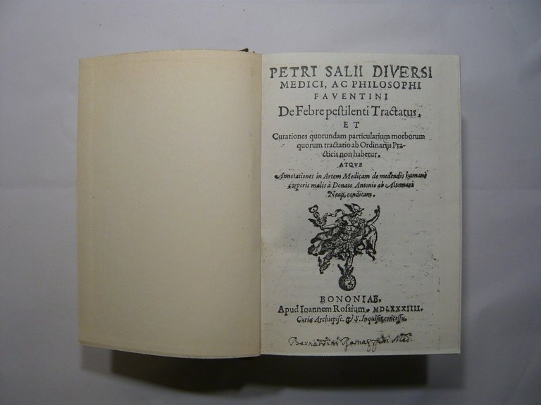 Salii Diversi DE FEBRE PESTILENTI TRACTATUS 1584[anastatica,medicina,veleni