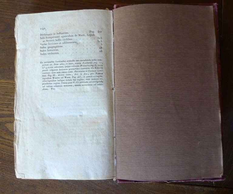 Sallustio,C.CRISPI SALLUSTII OPERA QUAE EXSTANT OMNIA,1827 Pomba[STORIA ROMANA