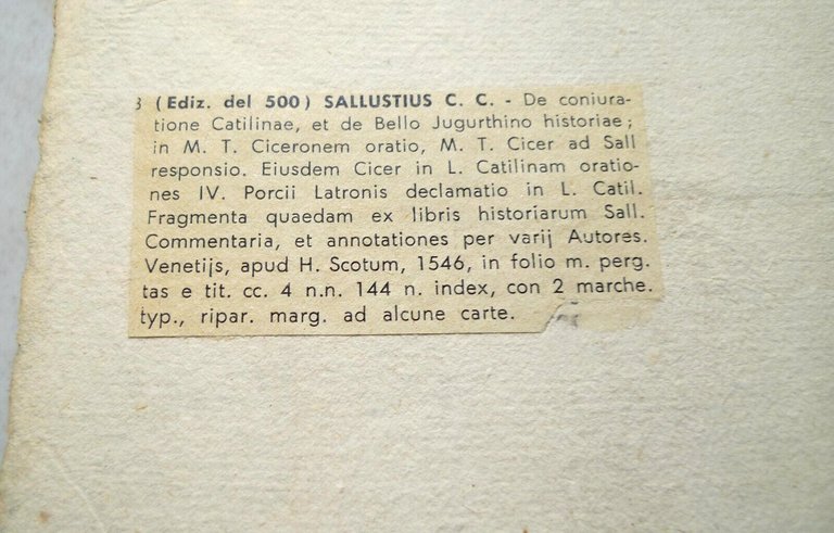 SALLUSTIO,De coniuratione Catilinae.De bello Iugurthino,1546 Scotto[Catilina