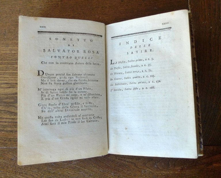 SATIRE DI SALVATOR ROSA,1770 Amsterdam[note di ANTON MARIA SALVINI