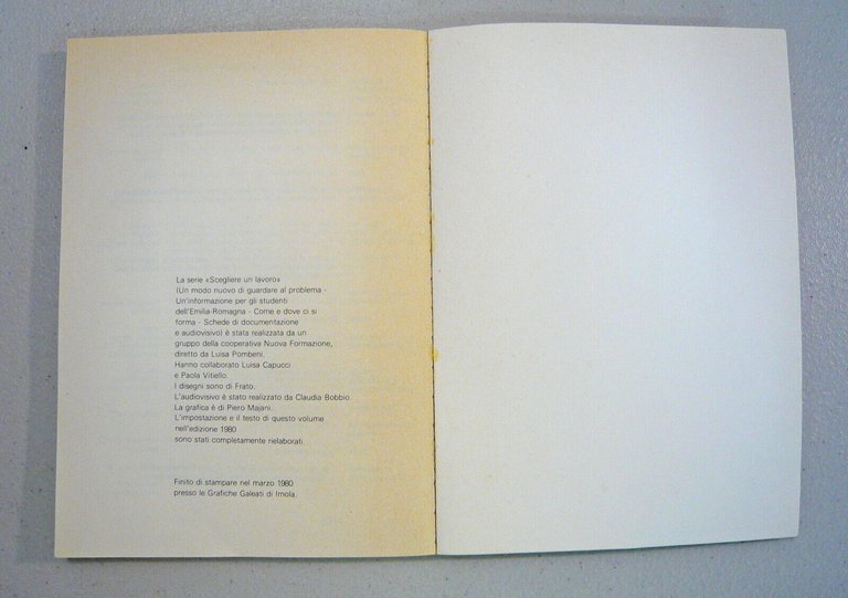 SCEGLIERE UN LAVORO.Come e dove ci si forma,1980 Emilia-Romagna[GUIDA