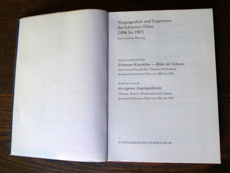 Schlappner/Schaub,VERGANGENHEIT UND GEGENWART DES SCHWEIZER FILMS,1987[CINEMA