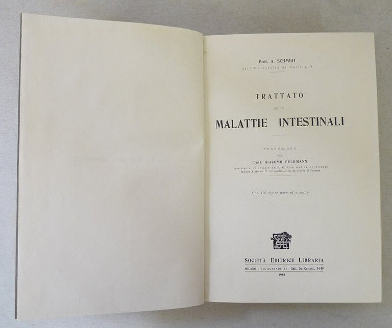Schmidt,TRATTATO DELLE MALATTIE INTESTINALI,1915[medicina,gastroenterologia